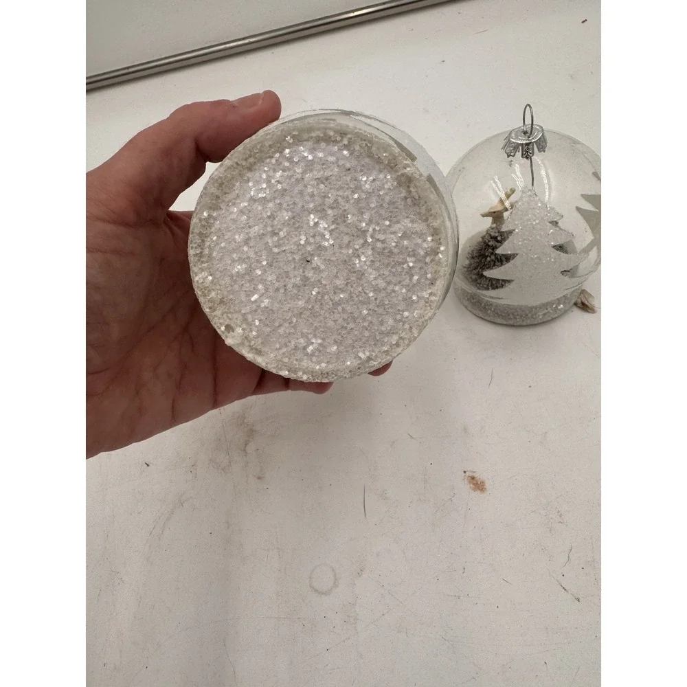 Lot Of 3 Pier One Christmas Ornament Snow globe Deer And Trees‎  Glitter 3-D